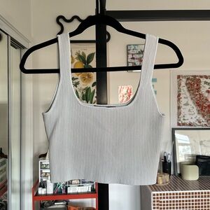 ribbed light grey blue crop tank